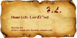 Hemrich Loránd névjegykártya